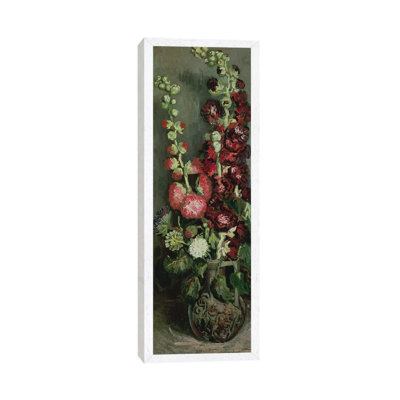 Vase Of Hollyhocks, 1886 by Vincent Van Gogh - Floater Frame Panoramic Painting on Canvas