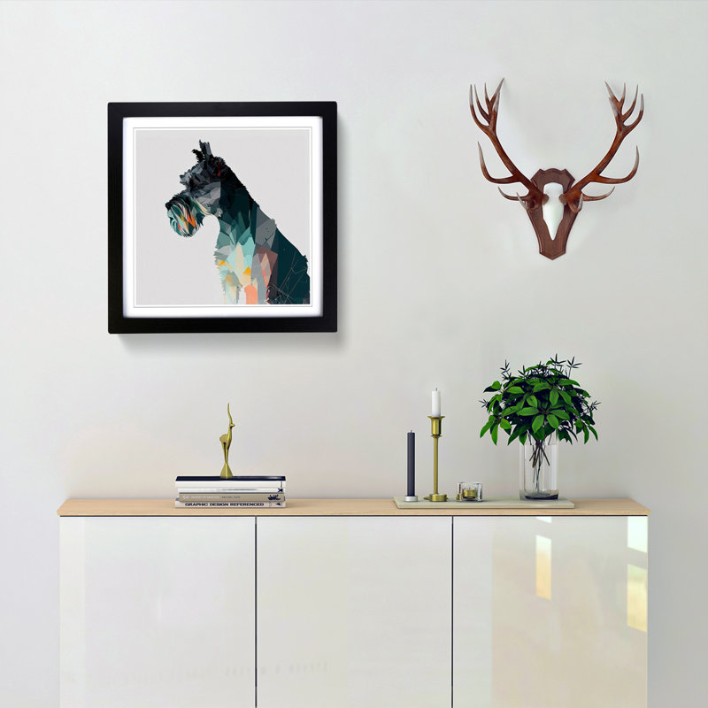 Schnauzer Minimalism - Single Picture Frame Print on Wood, Black