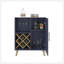 Armoire de bar H 38,6 po, 1 porte, 1 tiroir, 4 tablettes, bleu Alby / chêne naturel - salon