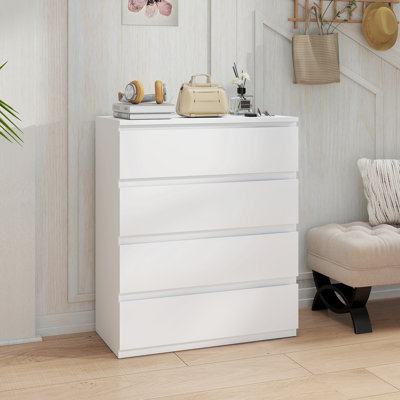 HOMCOM Chest of Drawers, 4 Drawer Storage Cabinet Unit for Bedroom, White