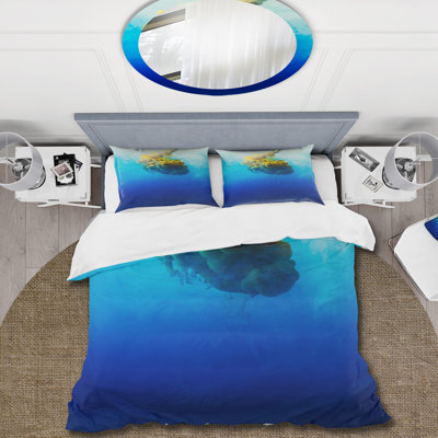 Ensemble de housse de couette moderne jaune en bleu et turquoise
