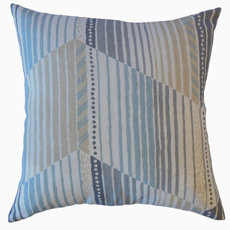 Parkin Linen Rectangular Pillow Cover & Insert, Blue/White, 18" x 18", Throw Pillow