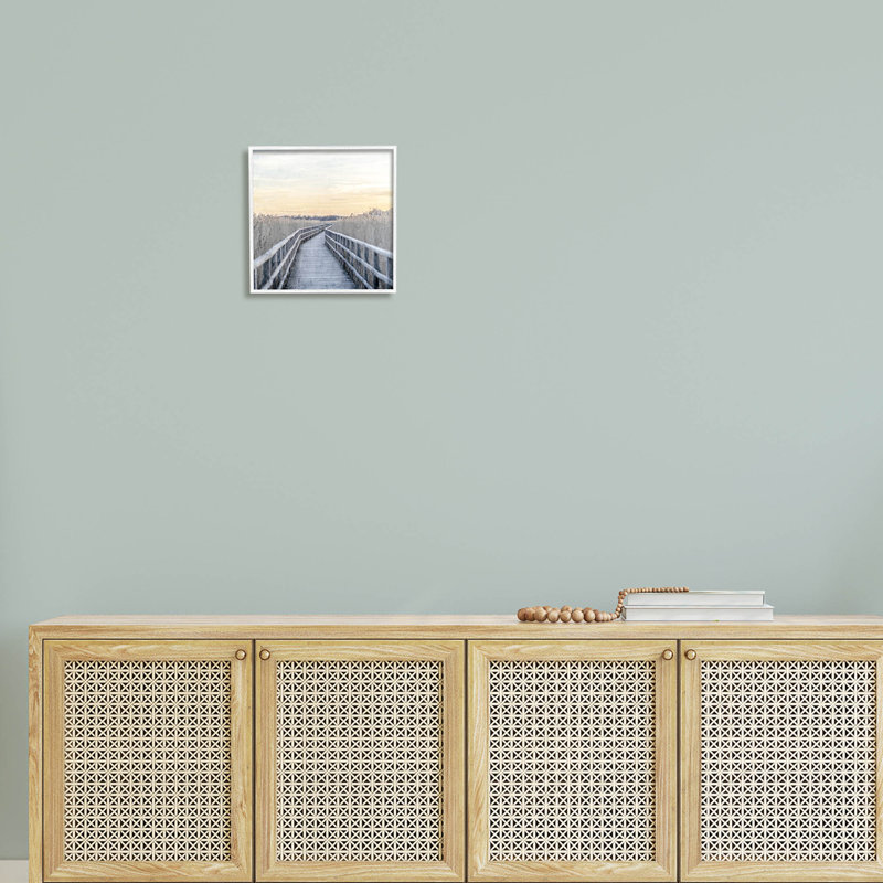 «Boardwalk Reeds», art giclée par Kim Allen, H 12 po x l 12 po x P 1,5 po, Giclée encadrée blanc bord de mer