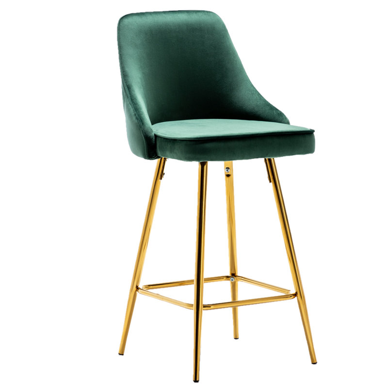 Courtdale Upholstered Counter Stool, Green, Gold