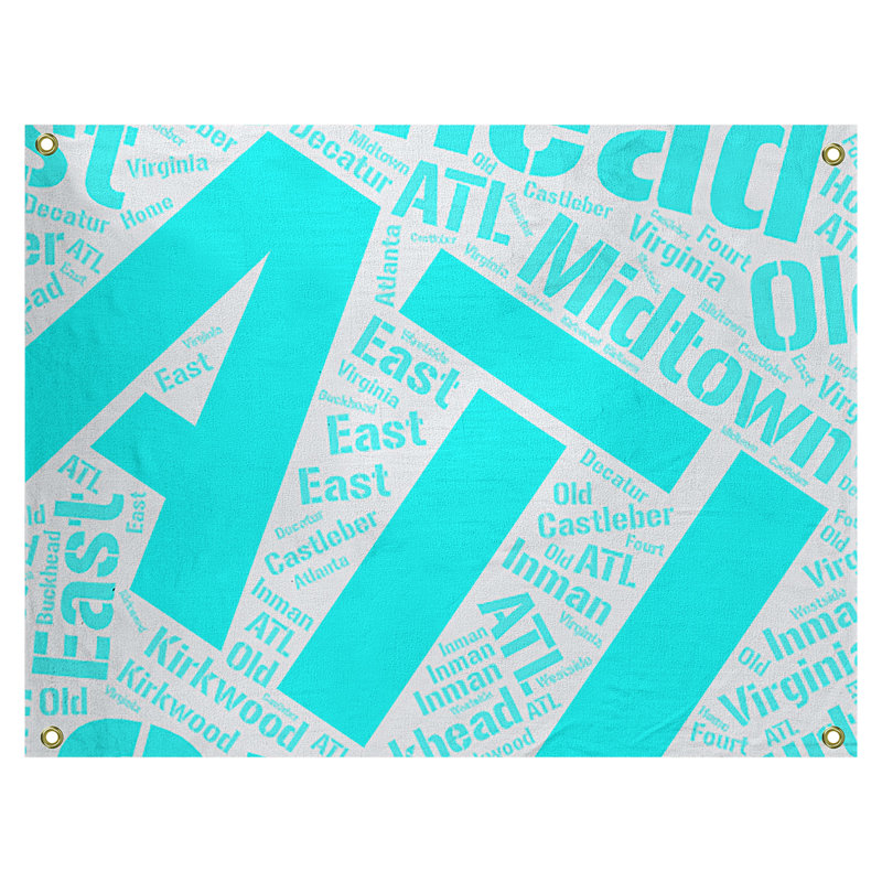 Tapisserie de polyester districts, art word, H 50 po x l 59 po, Cyan, Atlanta