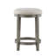Hauteur de comptoir 3 pièces grise pour un repas décontracté: table rectangulaire avec support en métal et 2 tabourets ronds en tissu texturé 100% rembourré de mousse - sièges rembourrés Design industriel Cuisine: en tissu, en bois