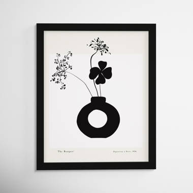 Joss & Main Black And White Flower In A Vase Framed On Paper by