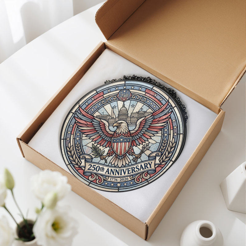Panneau de fenêtre en verre pour décoration intérieure American Eagle USA 250th Anniversary ， 7,8H, H 7,8 po