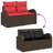  2-Seater Outdoor Sofa With Storage & Cushions Brown Poly Rattan-1206004577