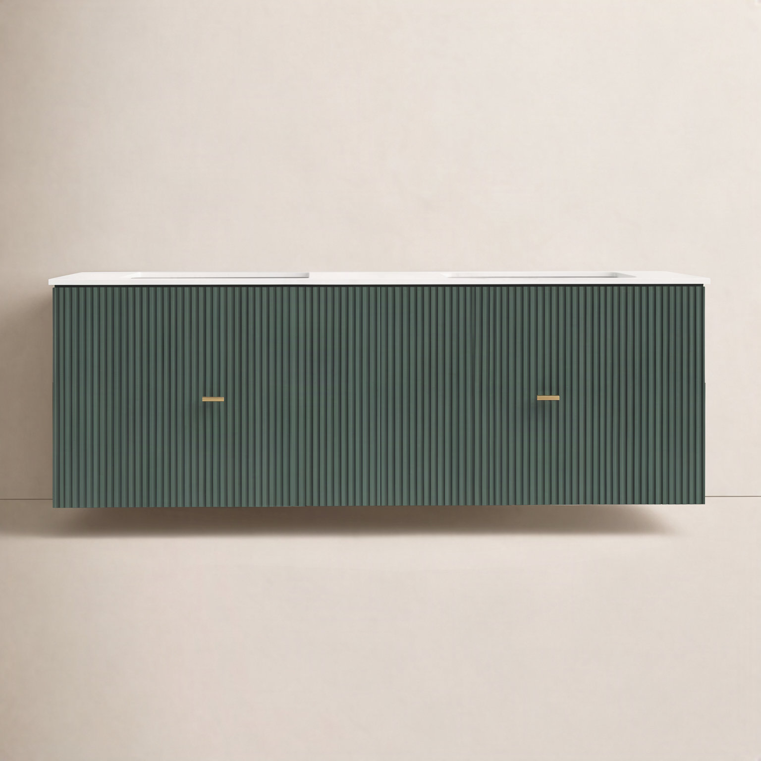 Jamell 60'' Double Bathroom Vanity, Forest Green, White