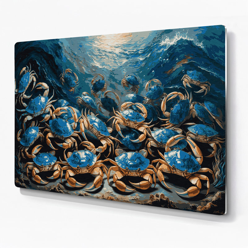 Art mural en métal Nautical Crabs, H 11 po x l 14 po