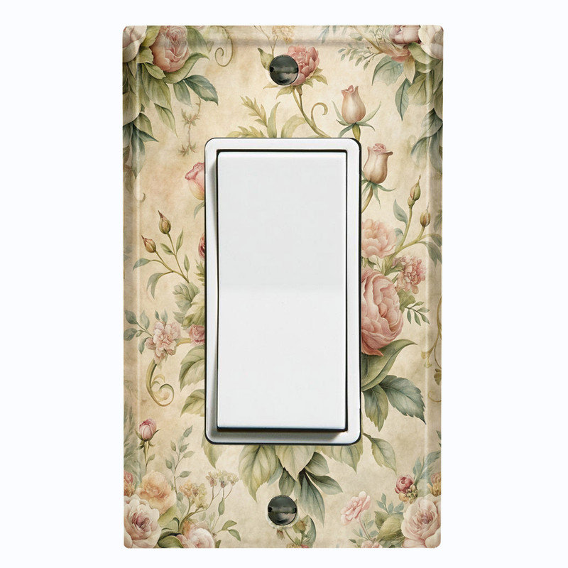 Couvercle de plaque d'interrupteur en métal; Fauteuil à bascule GFI 1 taille US standard - Bouquet de roses rétro