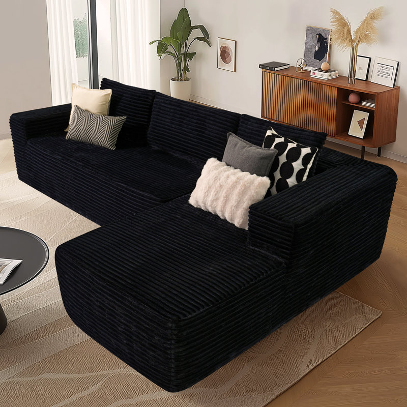 Cozza Boneless 2 - Piece Upholstery Compression Sofa, No Assembly Required Sectional Free Combination Couch with L-Shape Chaise