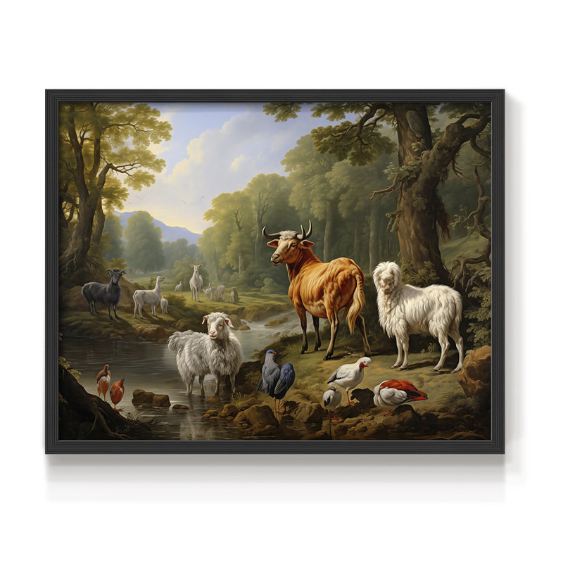 Faune, série XXVI, reproduction encadrée, H 16 po x l 20 po, Noir, noir, noir, noir