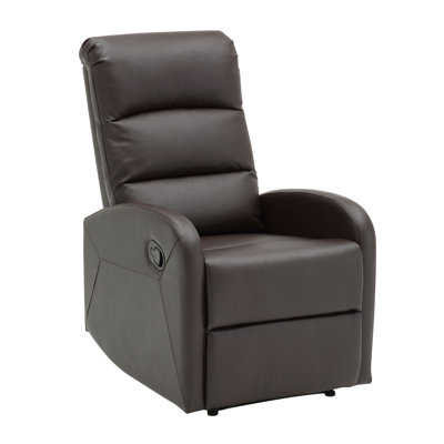 Fauteuil inclinable manuel contemporain en similicuir brun avec siège et dossier rembourrés