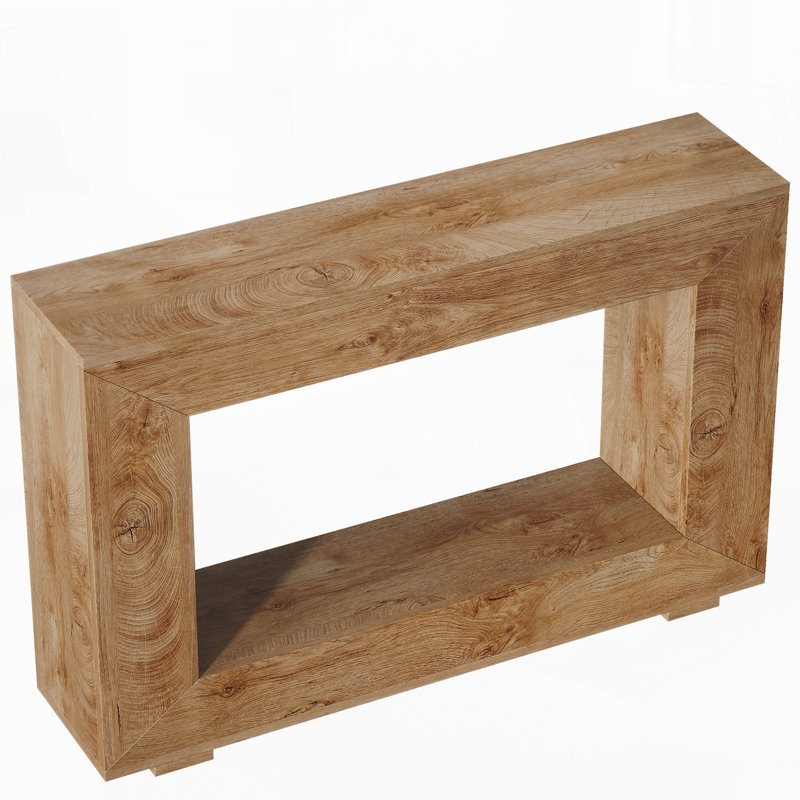 Farmhouse Console Table with Storage,Open Shelf, Natural Wood