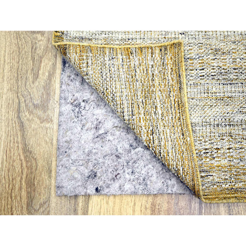 Tapis de couloir oriental 2 pi 8 po x 6 pi blanc avec pépites d'or, 100% laine, motif oxydé et patiné vieilli