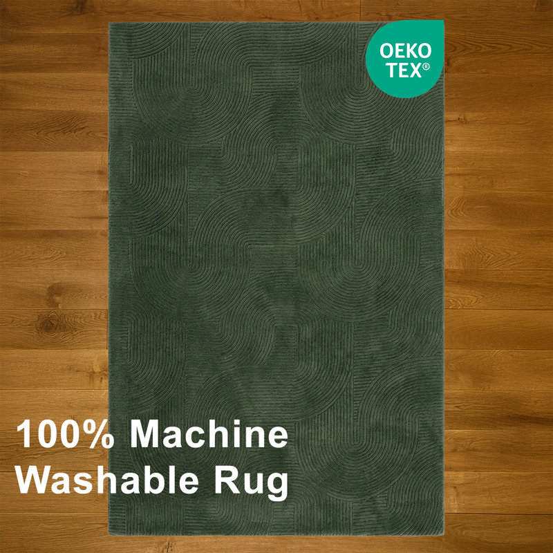 Elion Modern Machine Washable Area Rug, Rectangle 6'7" x 9', Forest