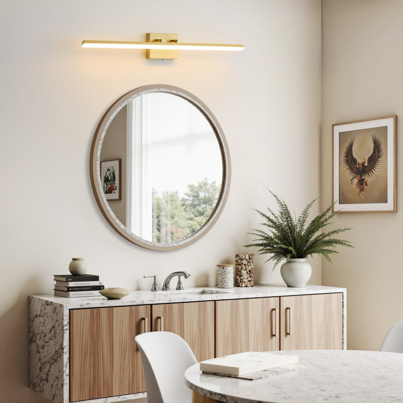 Bedale 1-Light Dimmable LED 32W Bath Bar With 5 Color Temperatures Gold Wall Sconce, Gold, 4.52" H x 32.1" W x 3.14" D