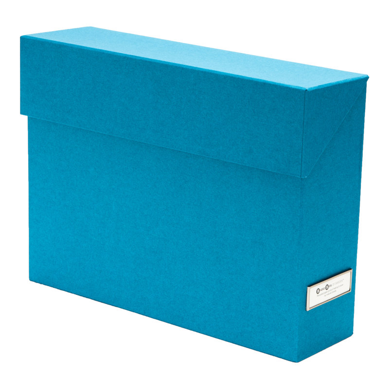 Bigso Lovisa Fiberboard Label Frame 12 File Storage Box, Dark Turquoise