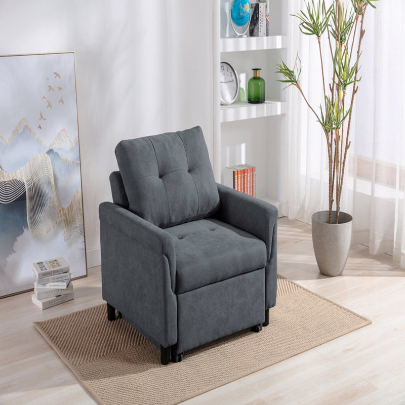 Fauteuil convertible 35 po gris foncé tissé, Gris
