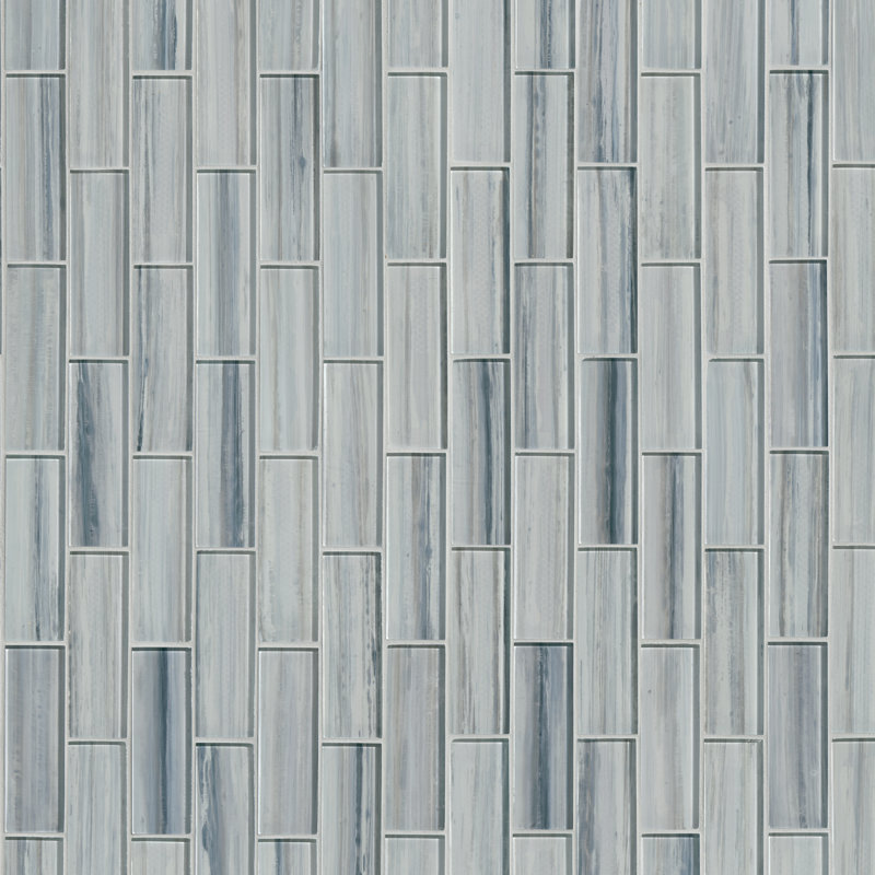 Subway 12 in. x 12 in. Glossy Glass Mosaic Wall Tile, Leclair