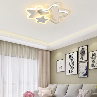Star LED Ceiling Light with Remote, Modern Flush Mount Fixture for Kids Room Bedroom