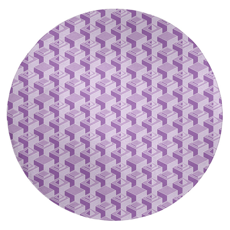 Chenille Geometric Indoor Rug, Round 5'