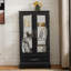 Vitrine lumineuse en verre avec tablettes réglables - Vitrine élégante à 2 portes et tiroir intégré, ampoule incluse - NOIR-1708901489
