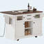 Îlot de cuisine 54,9 po avec rallonge, prise de courant, chariot de rangement de cuisine avec 4 tablettes de porte, portes de grange en croix et porte en verre visuel, îlot de cuisine roulant sur 4 roues pour la cuisine, la salle à manger, blanc-128964633