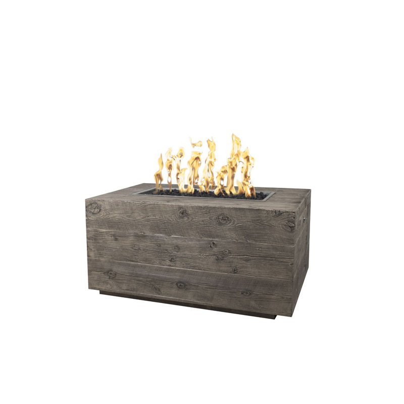 Catalina Rectangle Concrete Smokeless Fire Pit, Natural Gas, Oak