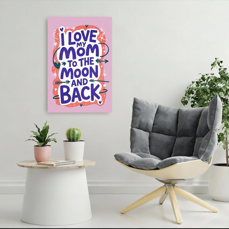 Love Mom To The Moon Playful Abstract Contemporary Landscape Nature Wall Art Print 1 Piece Wrapped Canvas Wall Art