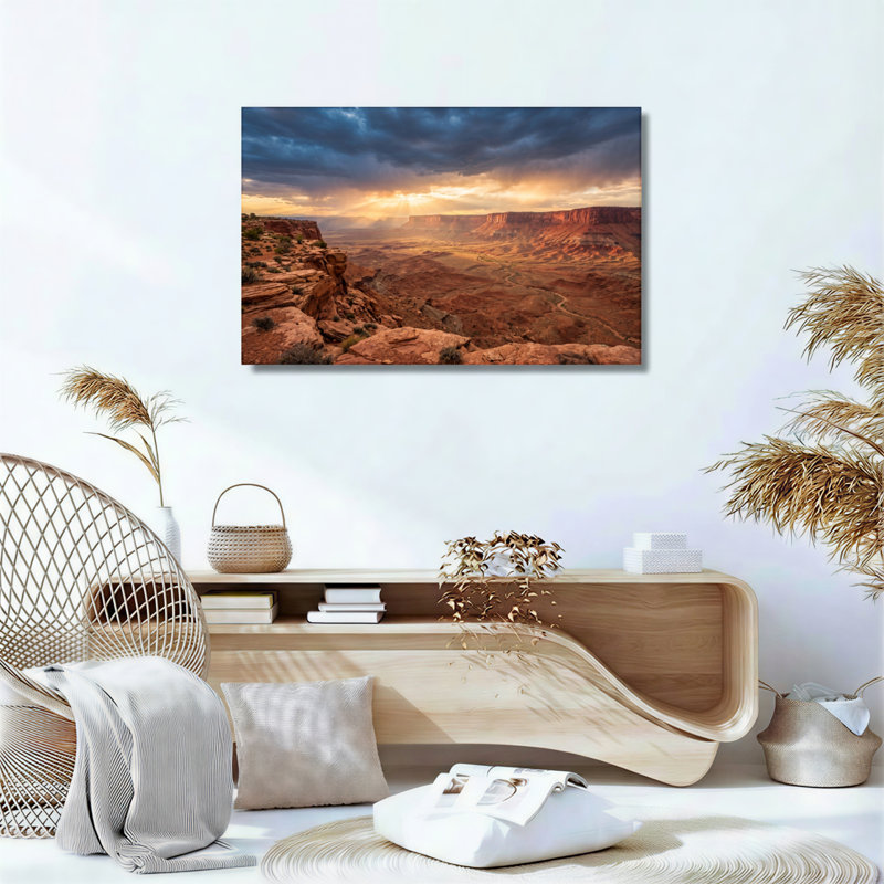 Ensemble de 1 tableau sur toile représentant un canyon désertique, H 24 po x l 36 po, Toile tendue