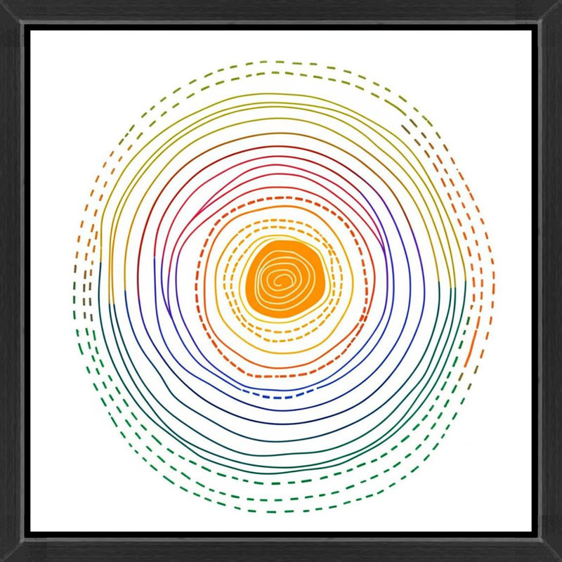 «Colorful Concentric Circles Abstraction», art mural encadré sur toile, Brown, 24" H x 24" W