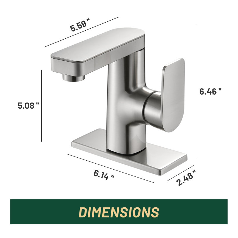 Single Handle Single Hole Bathroom Sink Faucet with Deck Plate, Brushed Nickel