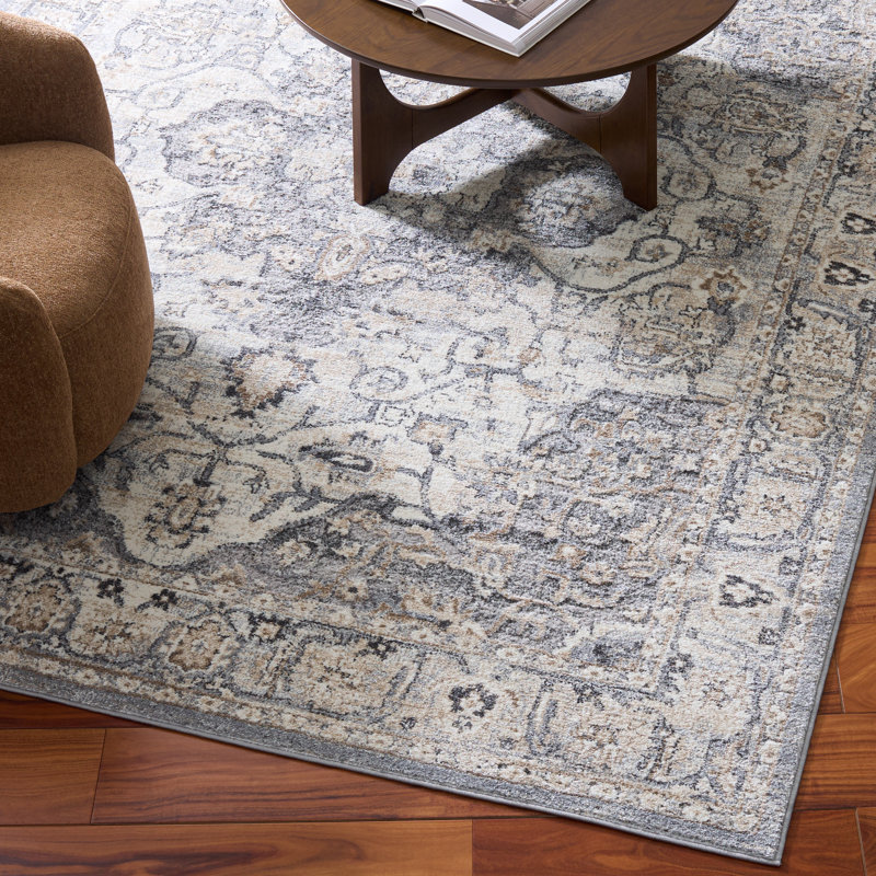 Tapis gris / ivoire Hka, Rectangle 8 pi x 10 pi