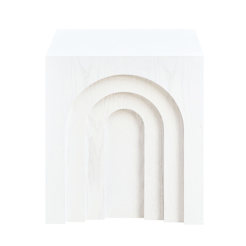 Table de chevet carrée 16,03 po blanche, côté moderne pour le salon et table d'appoint blanche élégante, chambre à coucher, design charmant