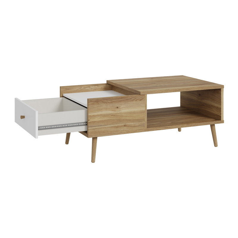 HARLLSON Coffee Table with Storage, Oak/White