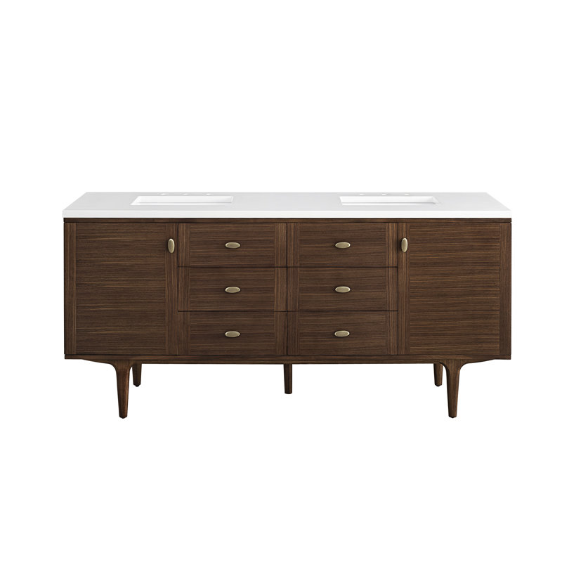 Amberly 72'' W Double Vanity, White Zeus, 8" Widespread