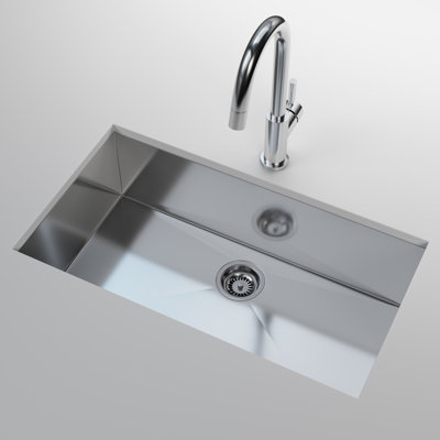 Cantrio KSS-3218-0 32 inch 18-Gauge 304 Stainless Steel Undermount Kitchen Sink