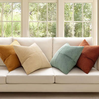 Housses de coussin décoratif sarcelle orange 18 x 18 pouces, ensemble de 4 taies d'oreiller en velours côtelé Boho