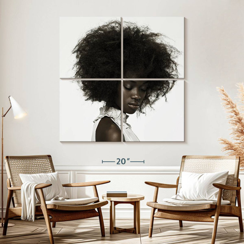 Femme aux cheveux bouclés, H 57 po x l 57 po
