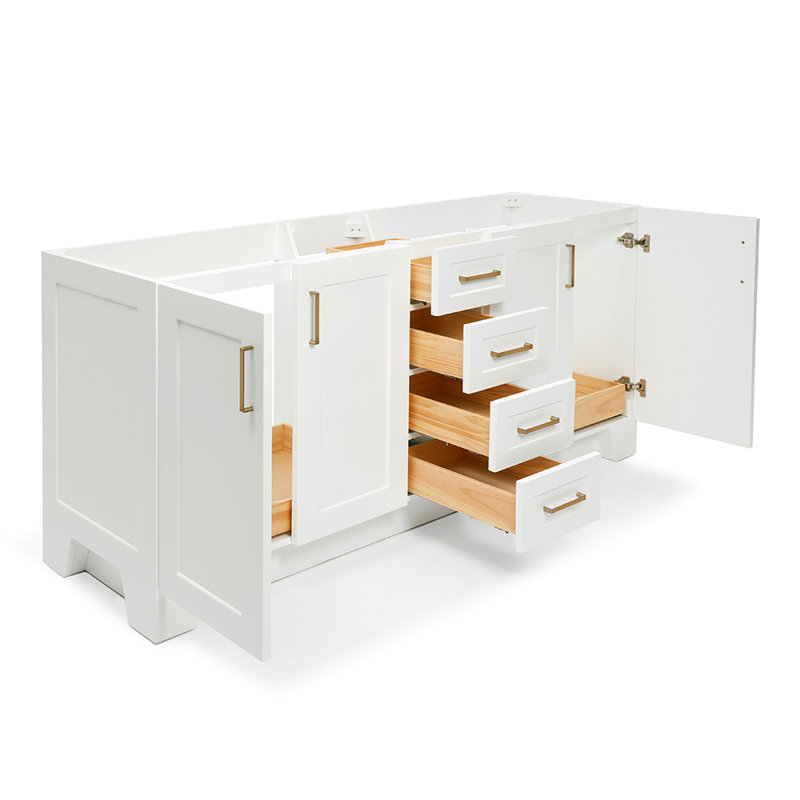 73 IN.  Single Bathroom Vanity, Rectangular, White, Black Quartz