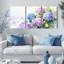 Aquarelle, hortensia, art mural sur toile, reproduction de nature abstraite (ensemble de 3)-1679686223