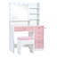 Coiffeuse de maquillage avec plateau en verre, 11 ampoules Hollywood, 6 tiroirs et tabouret