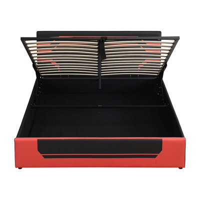 Modern Hydraulic Storage Gaming Bed Frame,Esports Design with Cyberpunk Aesthetics,Platform Bed for Gamers & Gen Z Youth