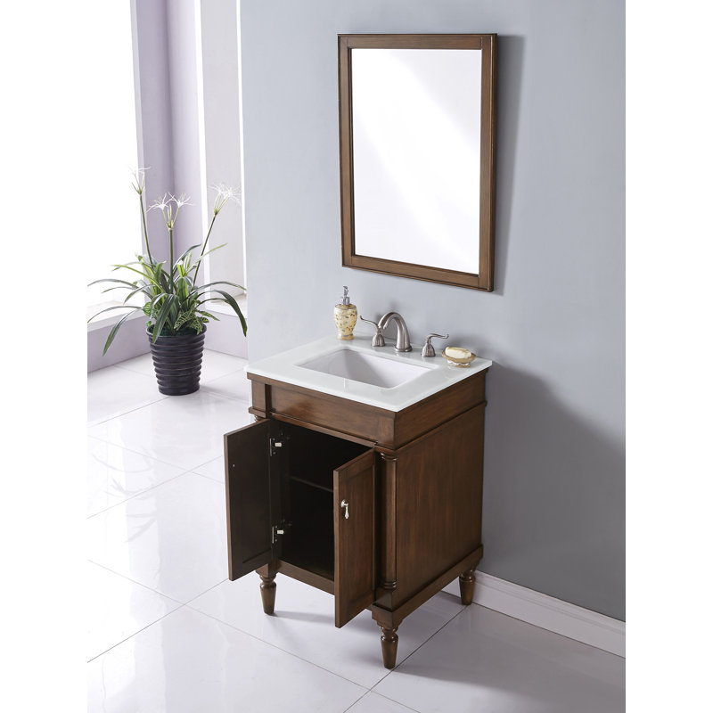 Ensemble de meuble-lavabo simple 24 po Lexington, Noyer, Blanc ivoire
