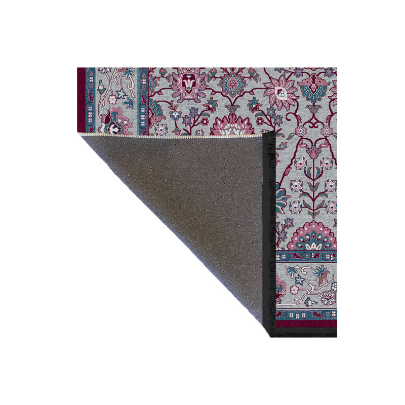 Tapis décoratif bleu à motif floral traditionnel, Rectangle 3 pi 9,81 po x 4 pi 11,06 po