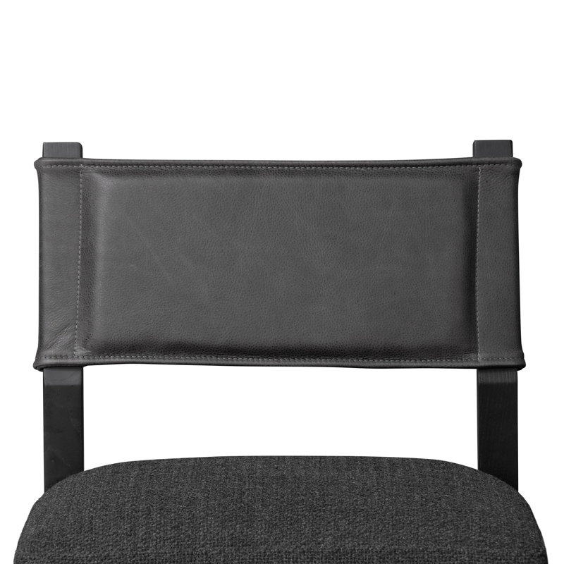 Side Chair in Charcoal, Polyester/Leather Palermo Black, Black