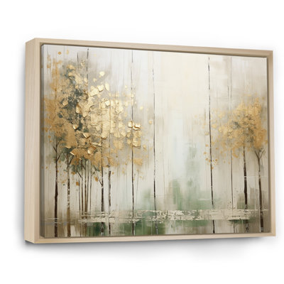 Minimalism Beige And Gold Forest II - Forest Canvas Print Wall Art